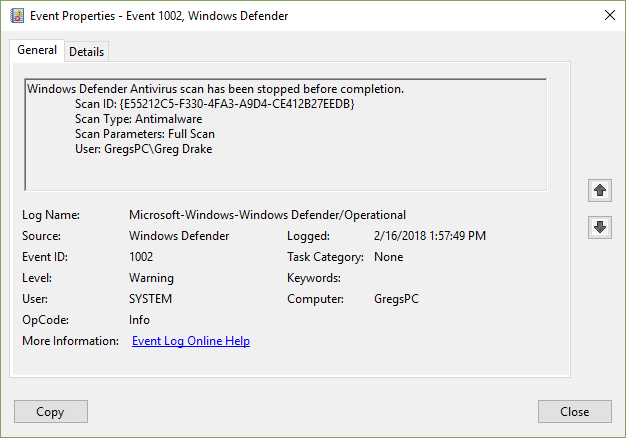 Windows Defender Security Center Scan Progress - Microsoft Q&A