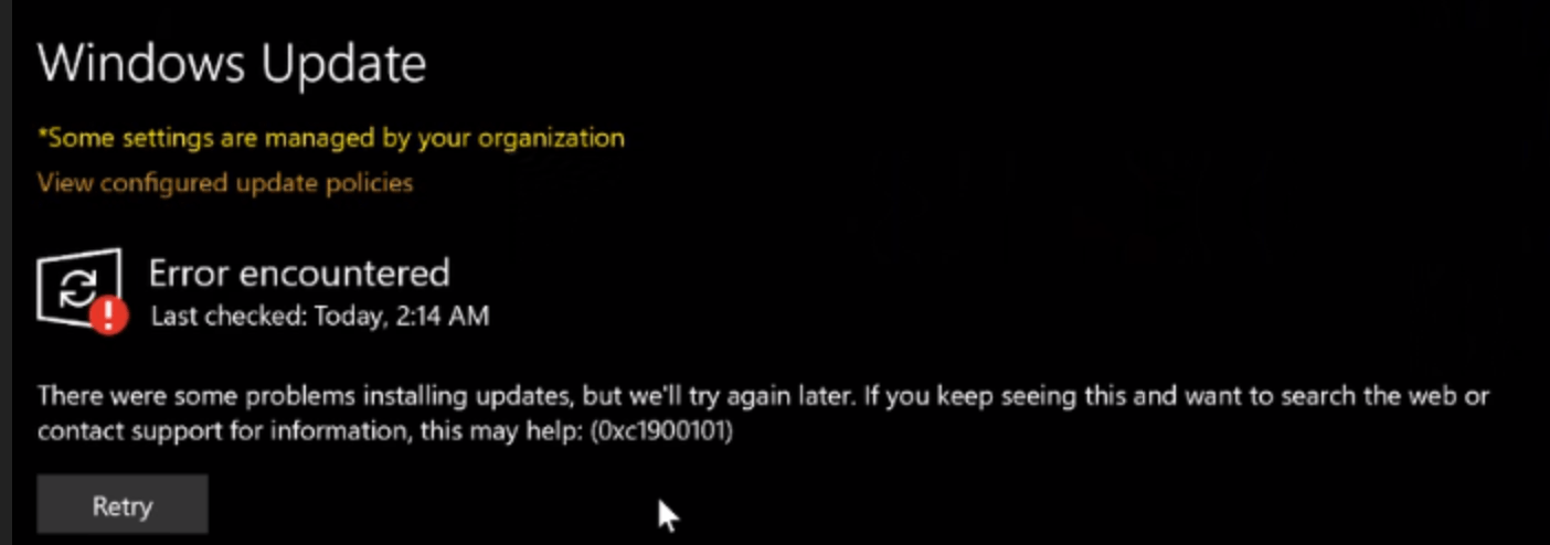 0xc1900101 - error while trying to update to win11 through windows ...