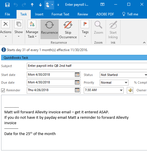 Auto text in Outlook Tasks - Microsoft Q&A