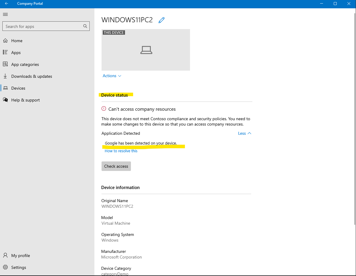 Custom compliance policy - Non-compliance message not visible ...