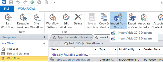Export visio and Import 2013 visio is disabled in SharePoint desinger ...