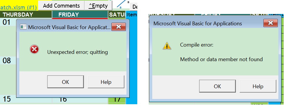 office excel 2016 with Visual Basic error - Microsoft Q&A