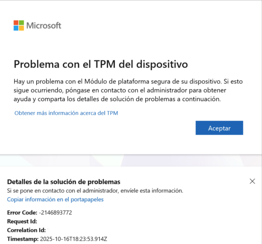 Error en outllok TPM - Microsoft Q&A