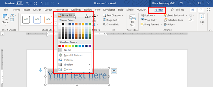 WordArt picture or texture fill is missing word 2016 - Microsoft Q&A