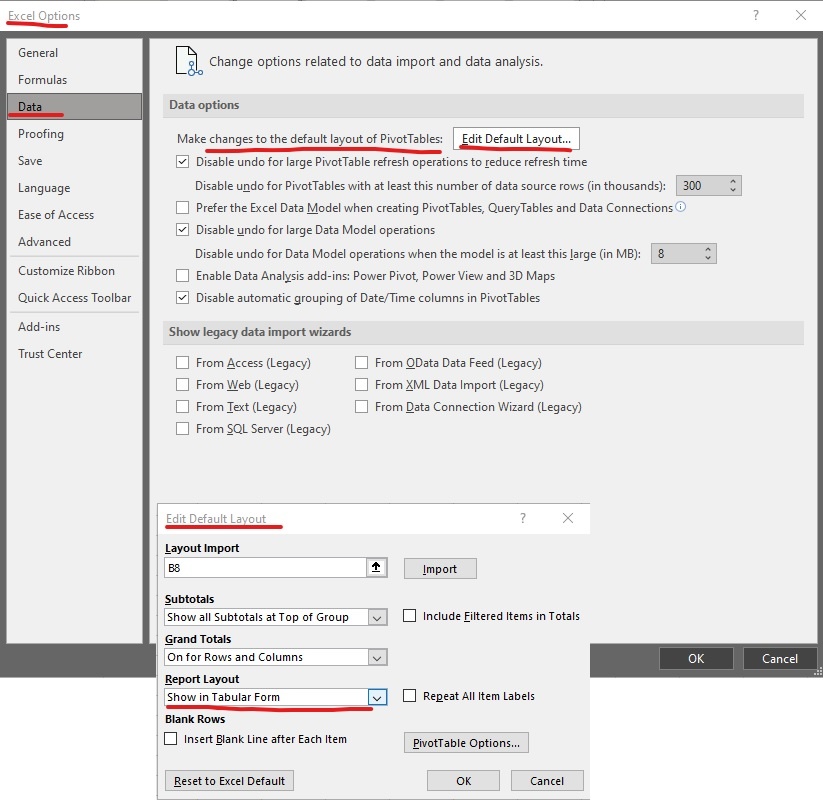 Setting Default Layout of Pivot does not Work - Microsoft Q&A