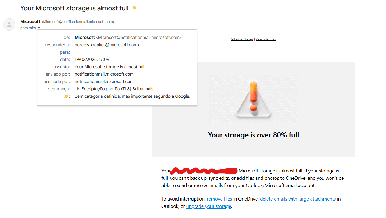 Microsoft Storage is full issue or is it? - Microsoft Q&A