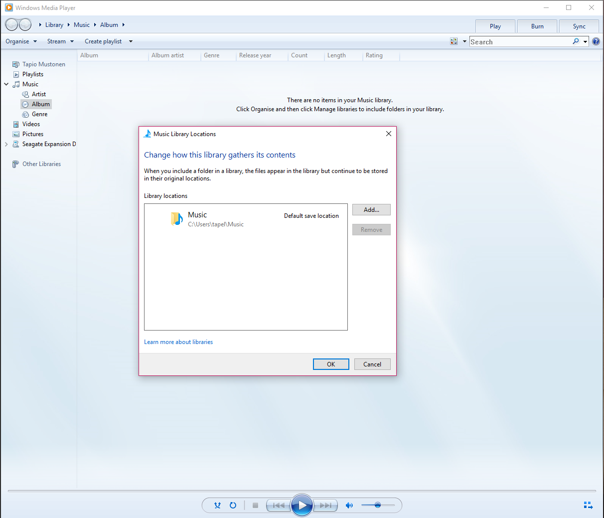 can't add music to windows media player on windows 10 - Microsoft Q&A