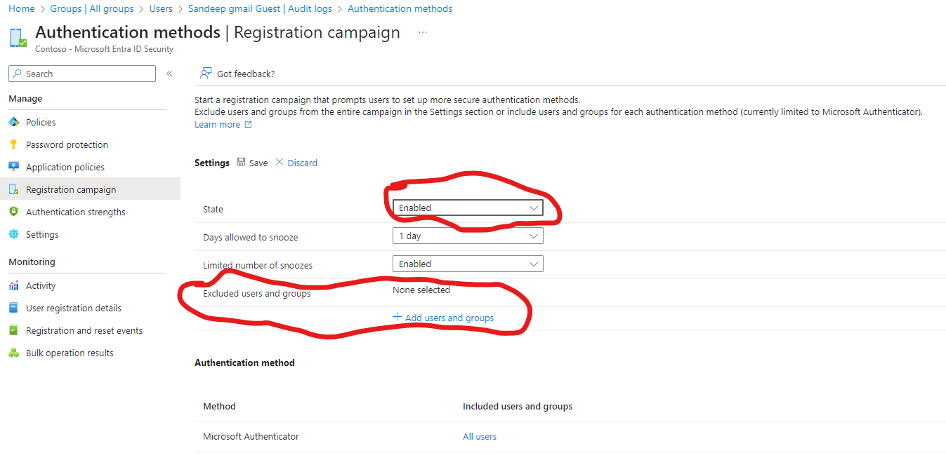 Disable microsoft authenticator registration for users in a trusted