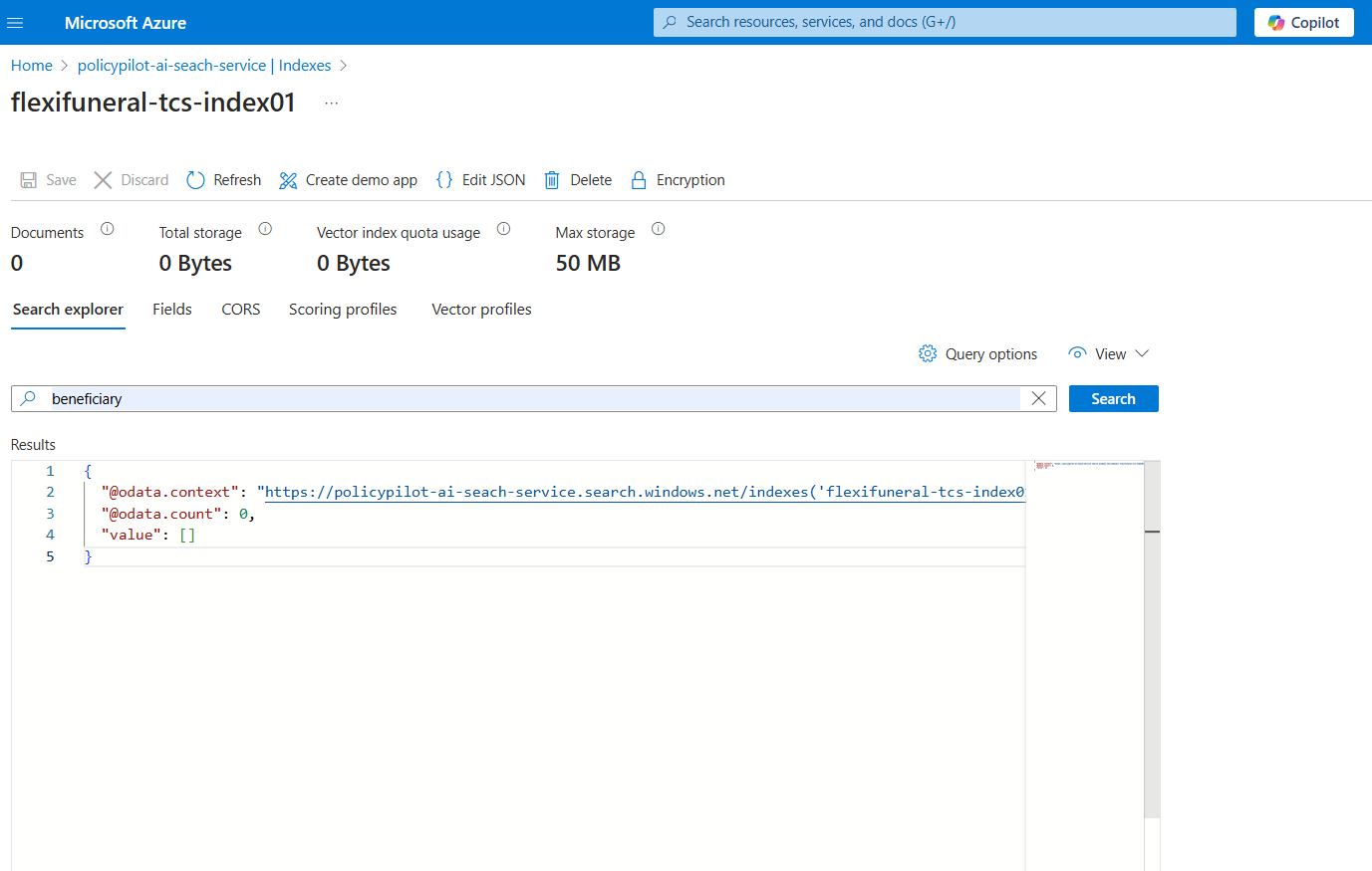 Index in my Azure Search Service