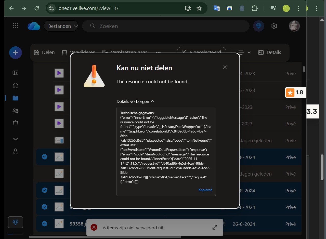 ERROR BESTAND PRULLENBAK