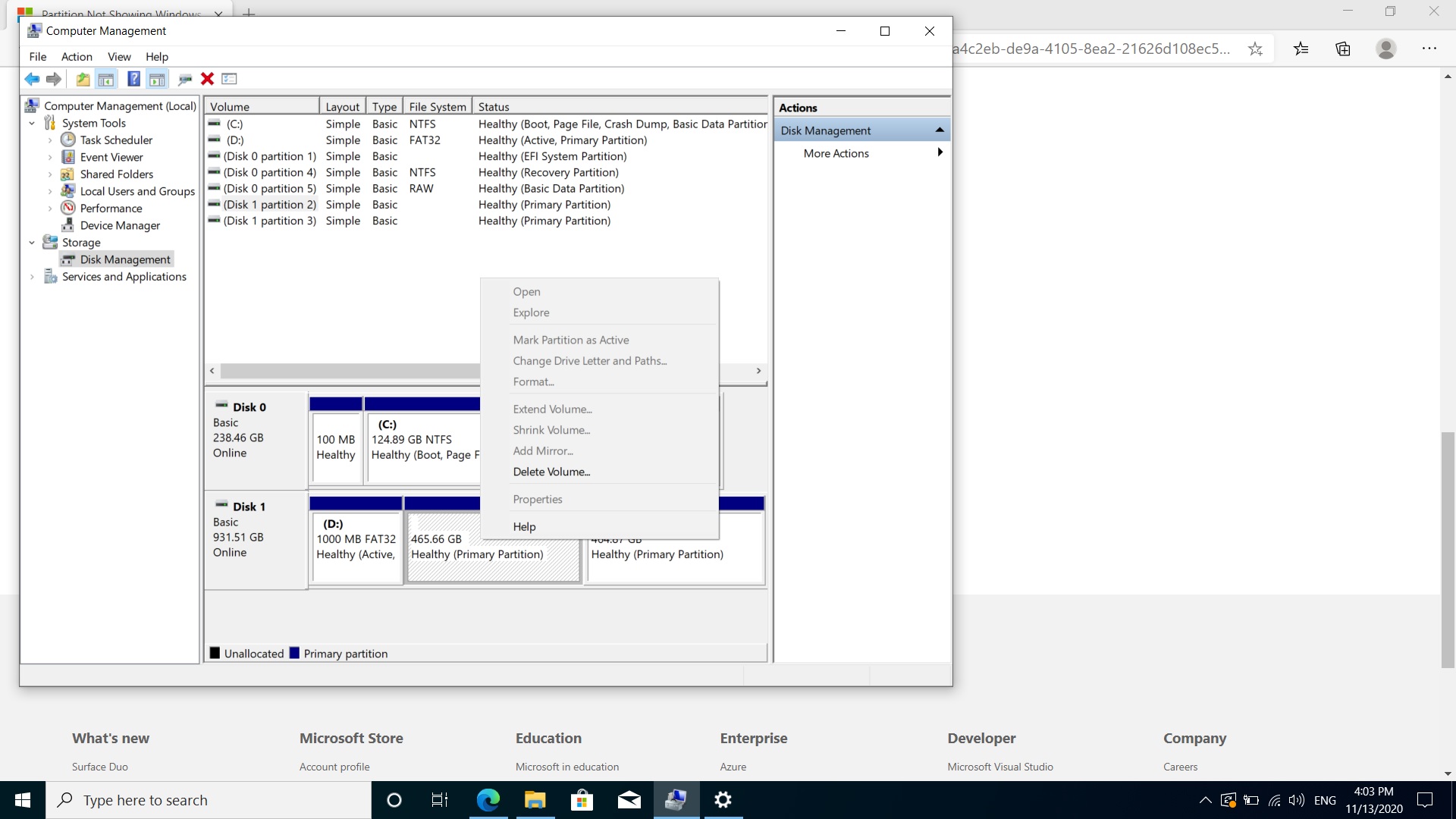 Partition Not Showing Windows 10 - Microsoft Q&A