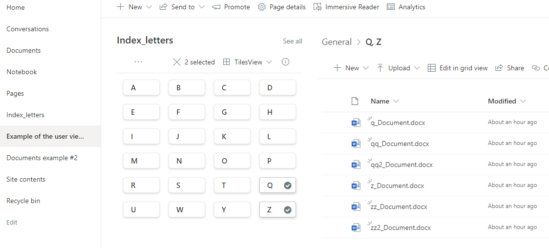 SharePoint Online document library A to Z index - Microsoft Q&A