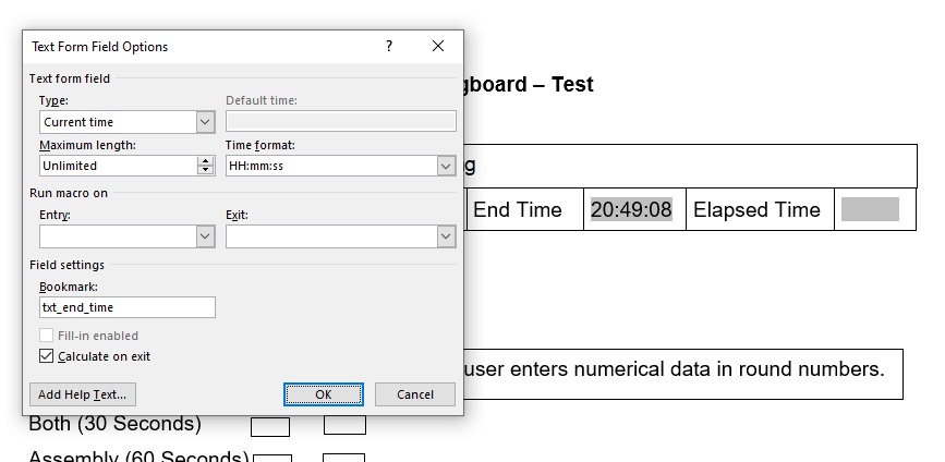 How to calculate Elapsed Time from two DateTime in MS Word form ...