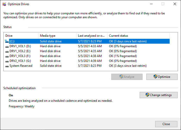 Build 21H1 19043.964 Drive Optimization - Microsoft Q&A