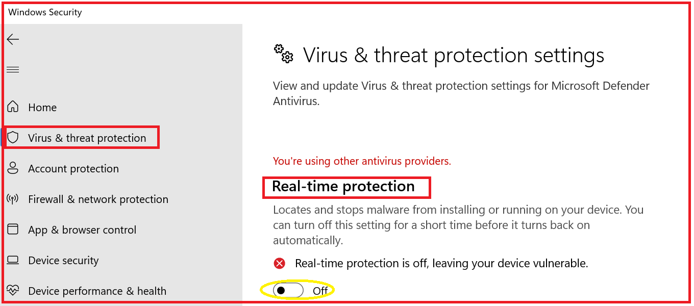 I keep getting messages the real time defender is turned off. How do I ...