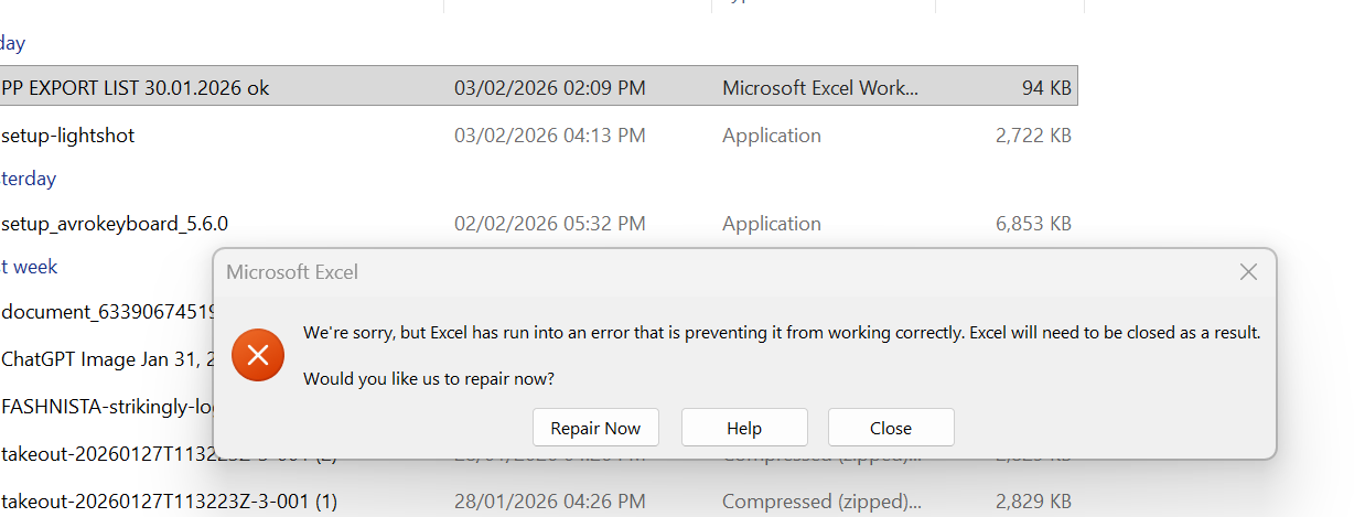 i cant open exel file - Microsoft Q&A