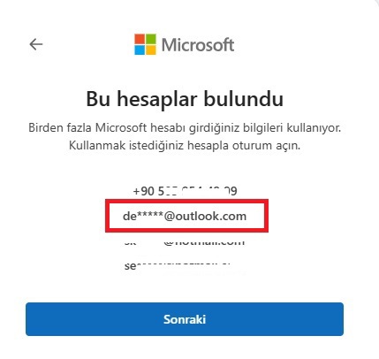 Bana ait olmayan hesap