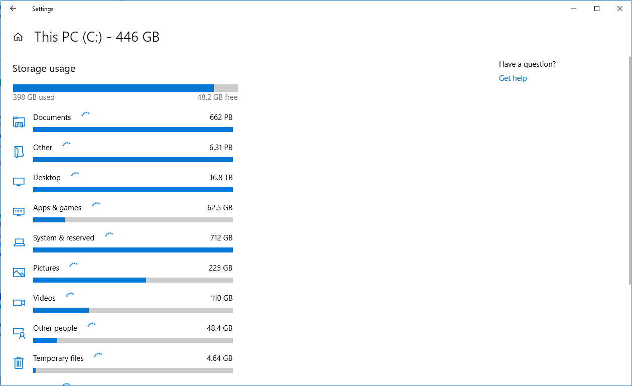Storage not displaying properly - Microsoft Q&A