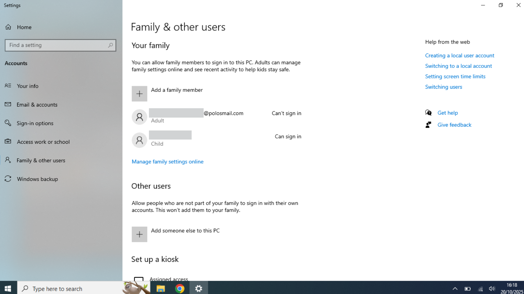 I cannot remove an Adult Family member; they can't sign in. I've tried ...