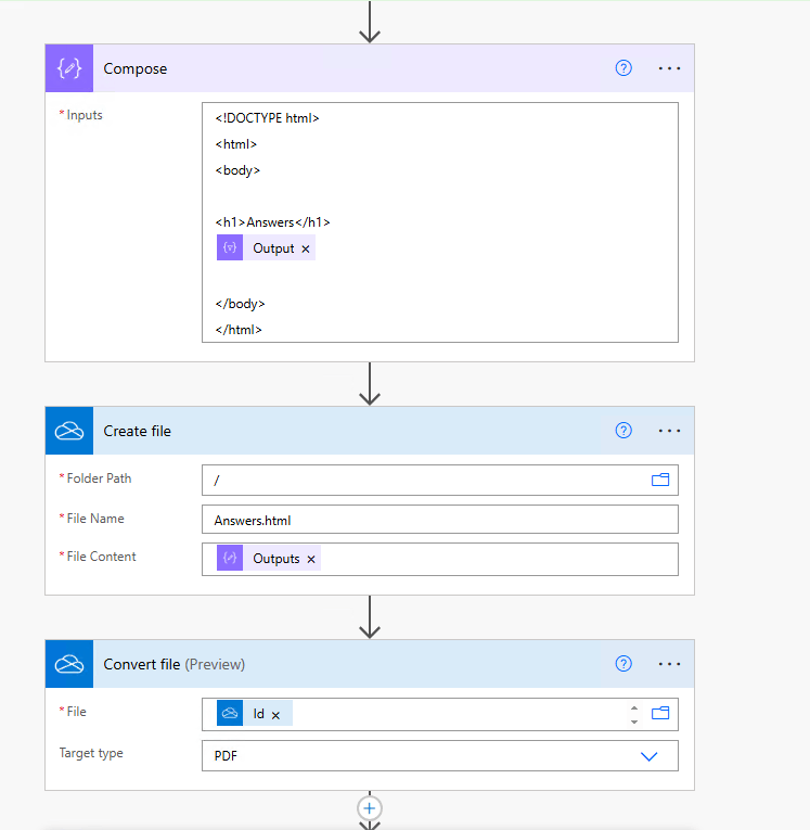 How to I create a flow that converts answers from a training request ...