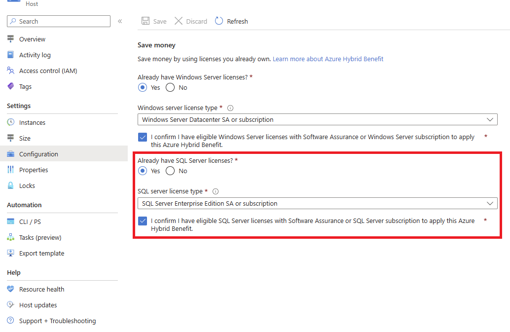 Will the SQL Server License option on a dedicated host be in the Rest ...