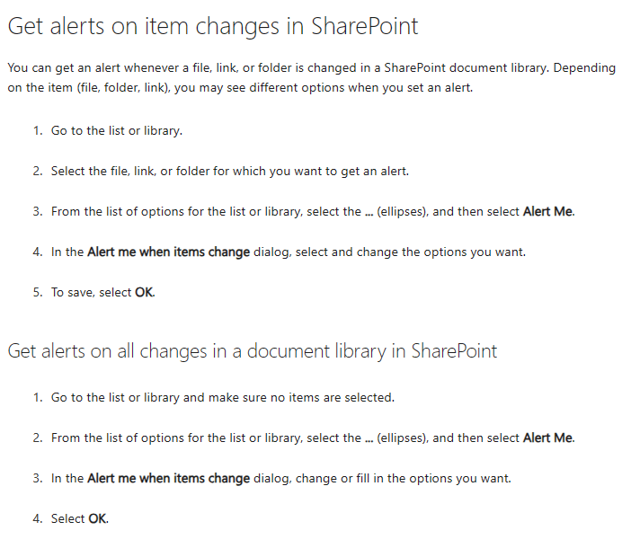 SharePoint changes: Email alerts with & without changes - Microsoft Q&A