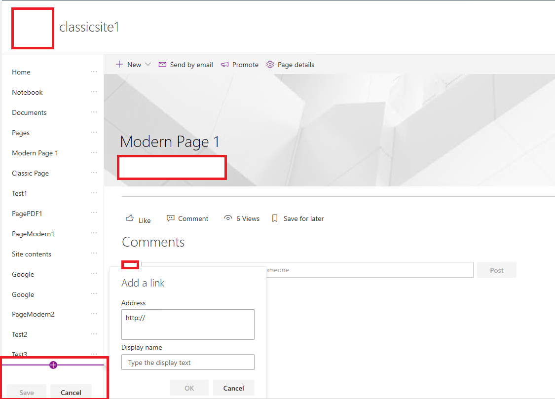 Can't add link to current navigation in classic site - Microsoft Q&A