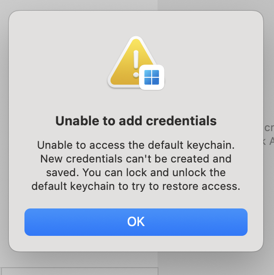 Unable to add credentials