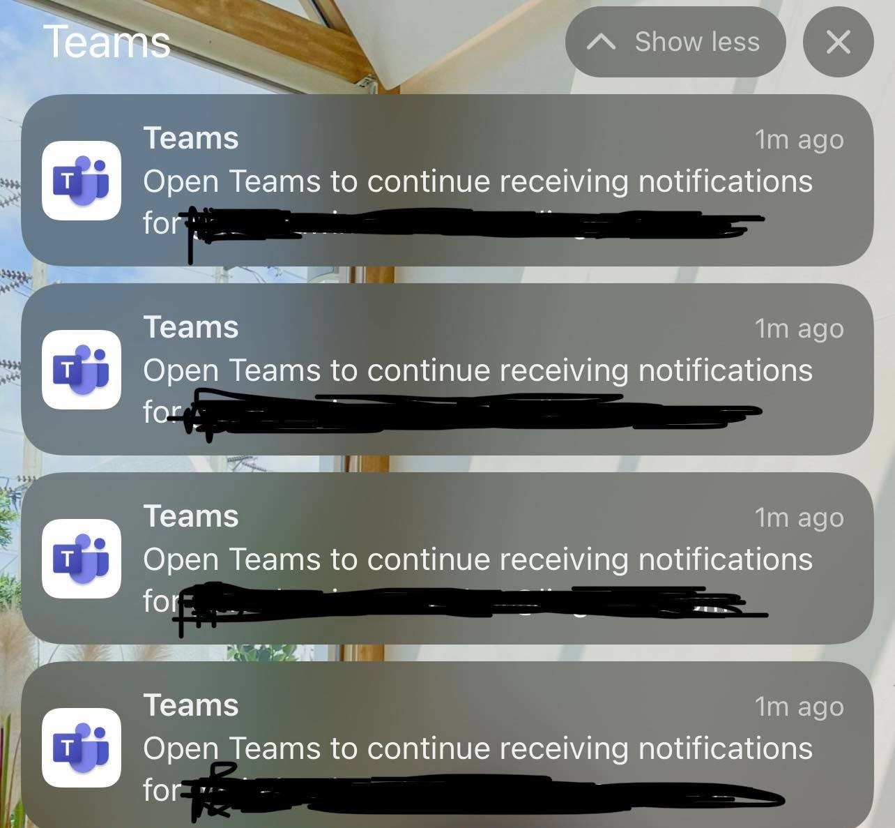Phone notification from teams doesn't show a message, but instead shows ...