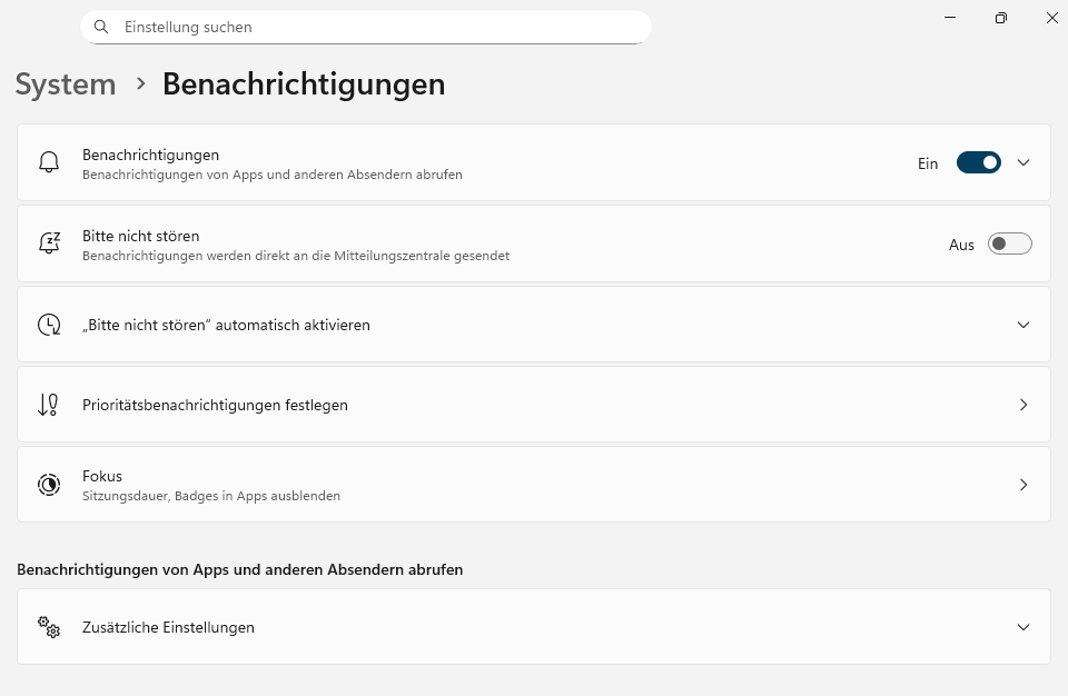 System Benachrichtigungen