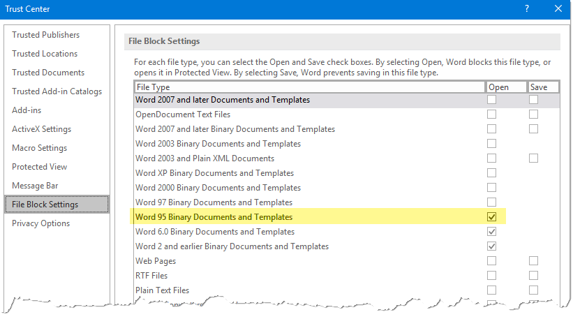 Windows 10 and opening a MS Word 95 document - Microsoft Q&A