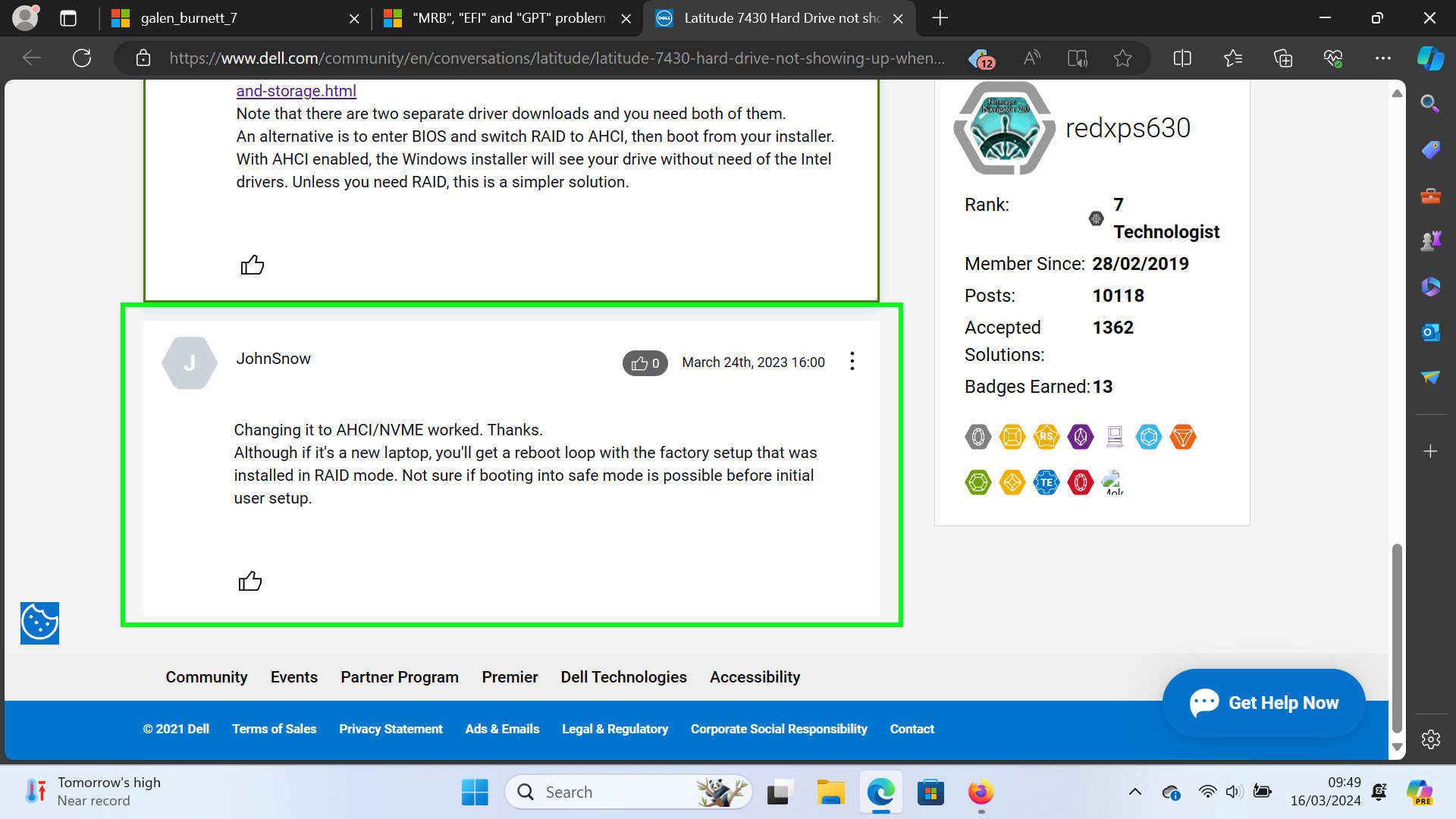 Dell Latitude. Can't Clean-Install because of 