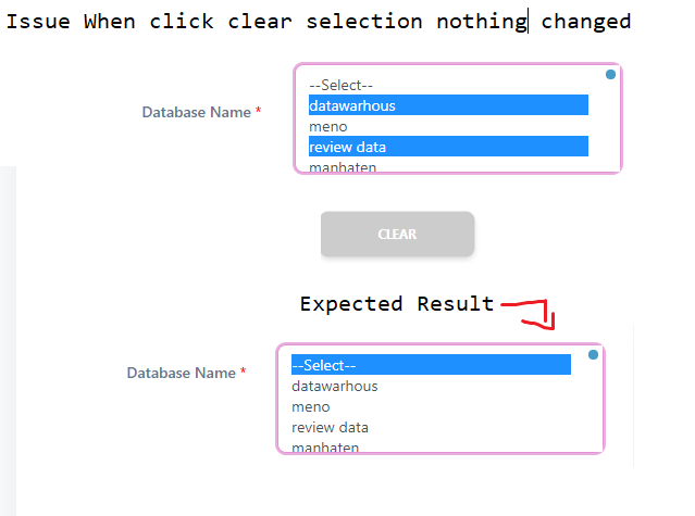 clear button not remove selection