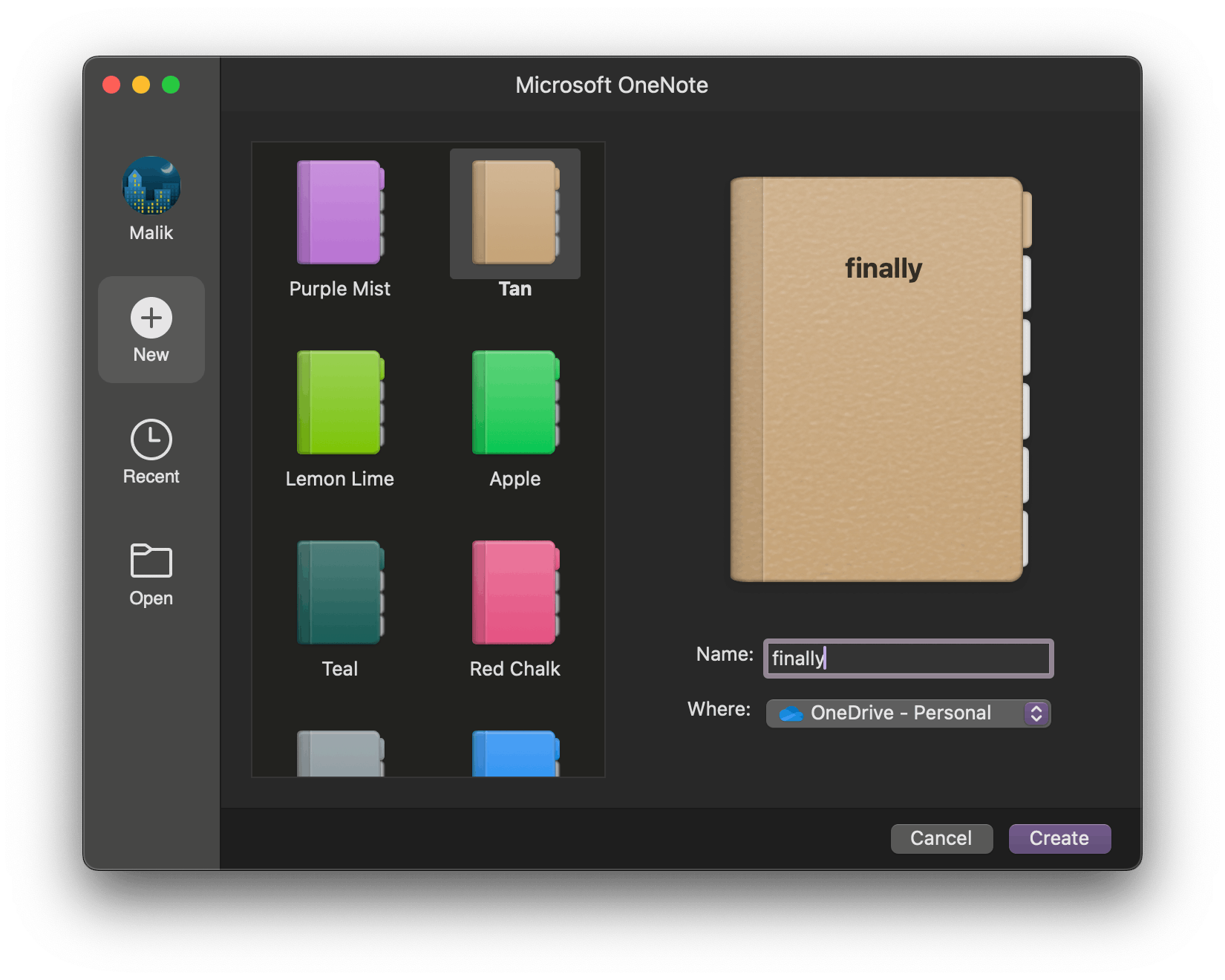 Cannot Create or Open Notebook in OneNote on Mac. 