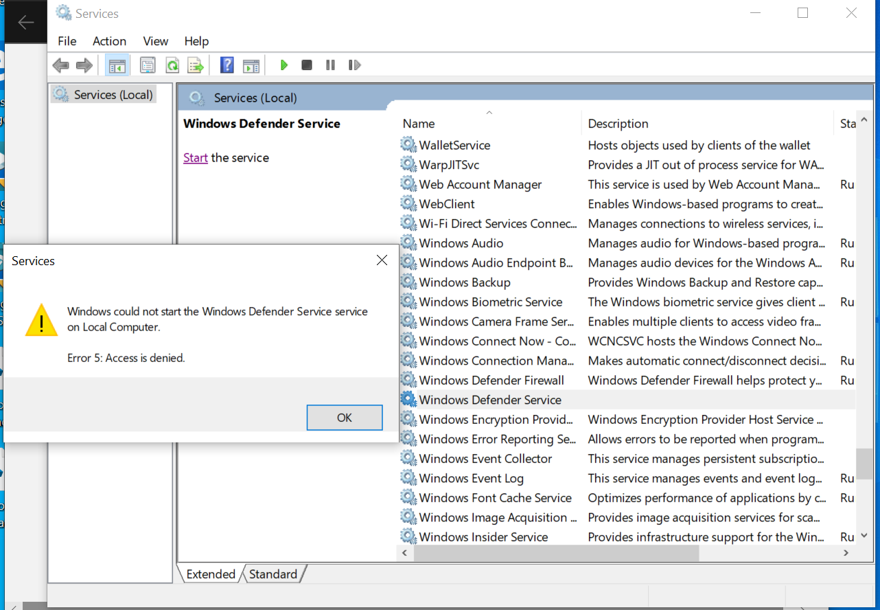 How do you create windows defender service using command prompt ...