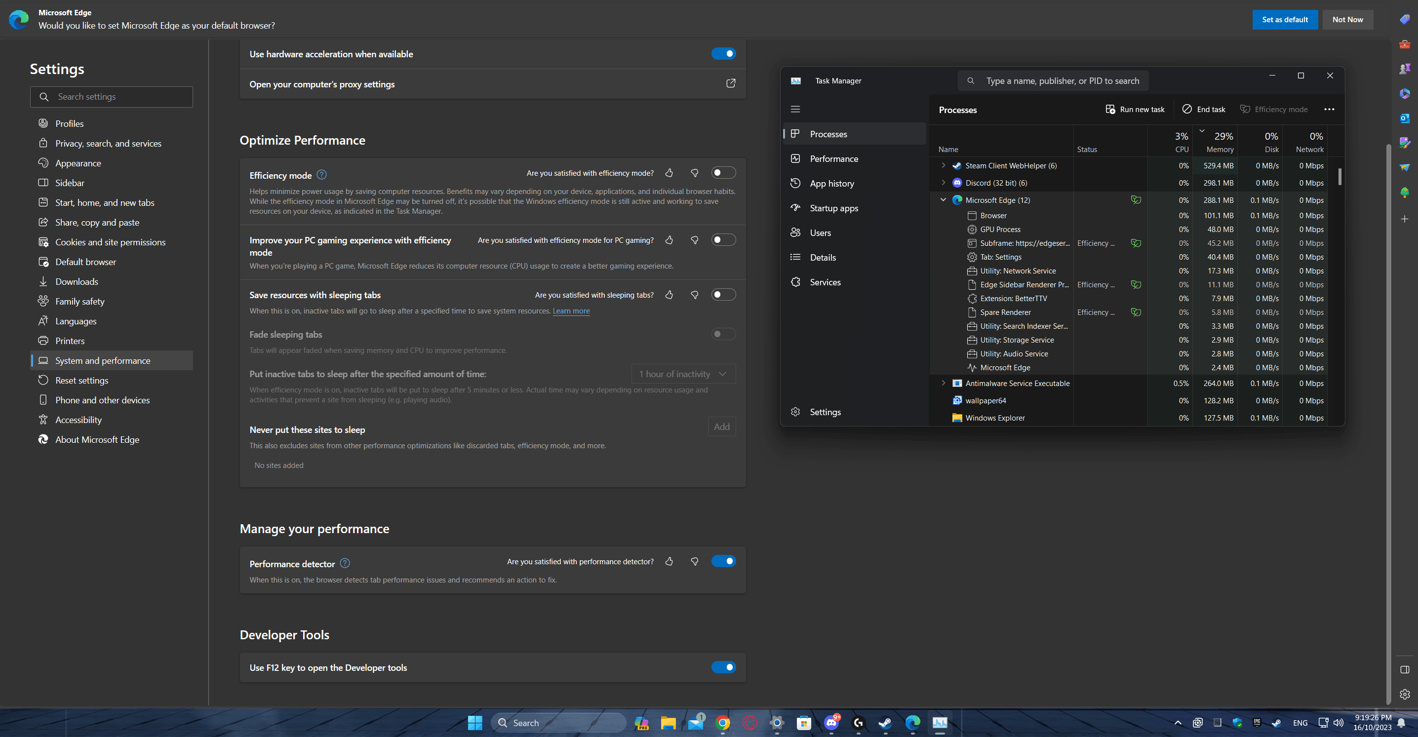 Efficiency mode in broswers - Microsoft Q&A