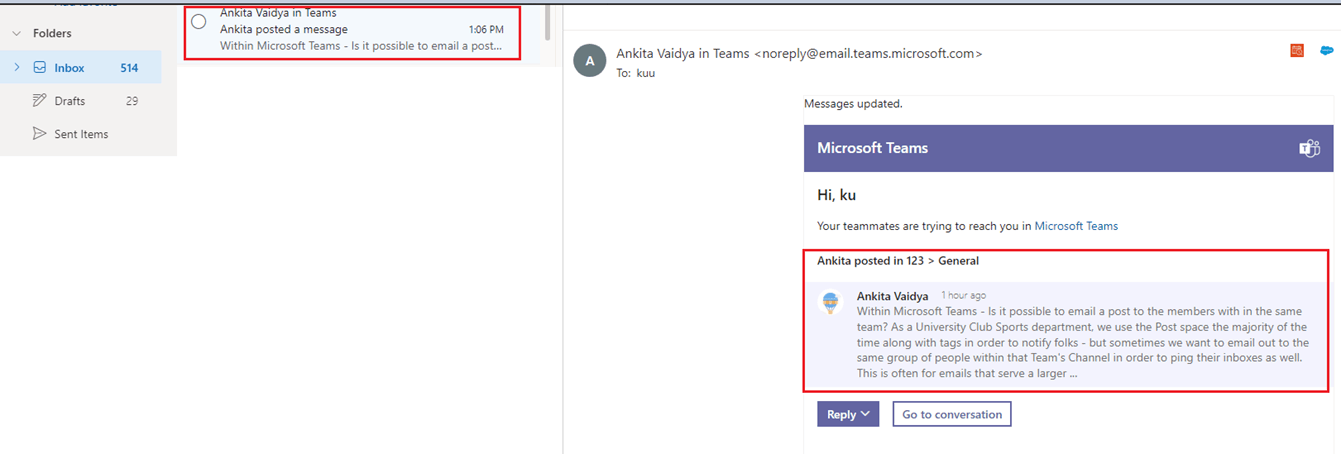 Emailing a Post to members of the team - Microsoft Q&A