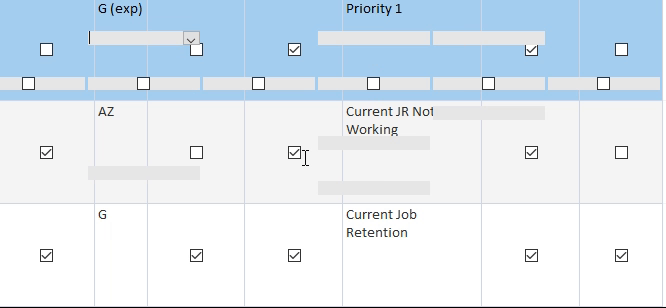 Subform strange behaviour -- checkboxes appearing following cursor ...