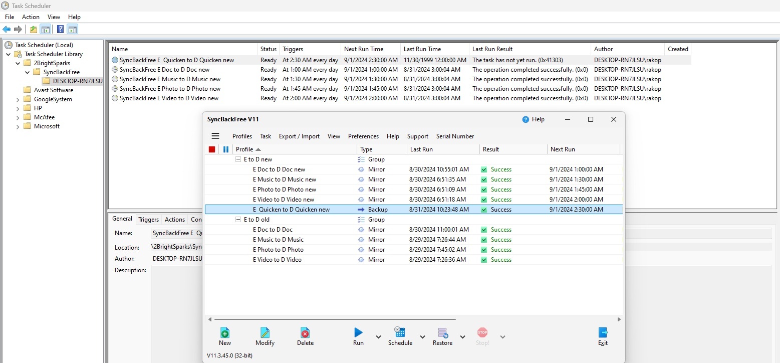 Task scheduler dates not fully mirroring 3rd party application ...