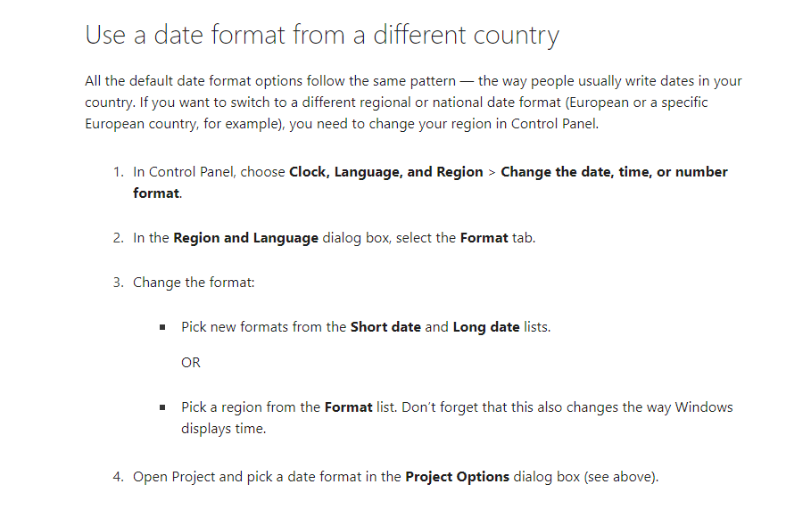 Can you change ms project online to use the british date format ...