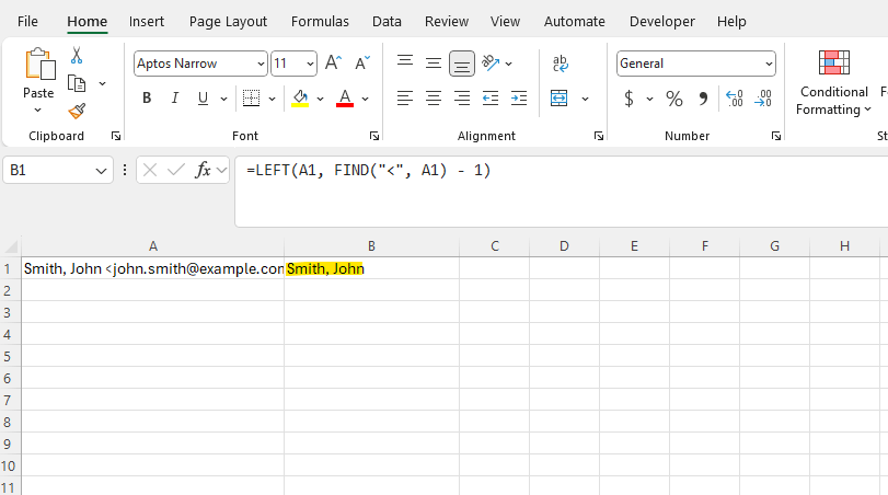 How to extract text in cell, contents from left of