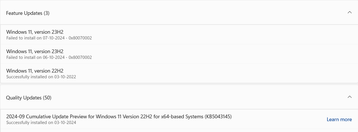 Unable to update - Microsoft Q&A