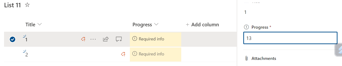 Microsoft Lists / "Required info": cell is not updated in list or grid ...