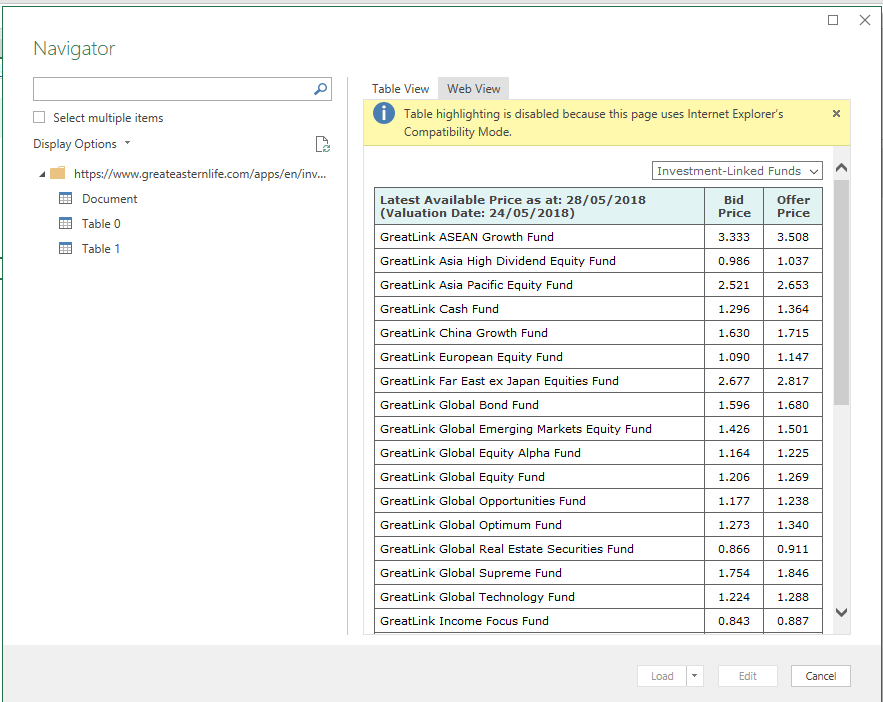 Unable to import table from Web into Excel - Microsoft Q&A