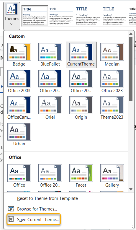 How to add my saved theme to Custom Theme Tab - Microsoft Q&A
