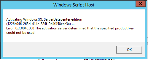 Windows Server 2012 R2 Data Center Activation Issues - Microsoft Q&A