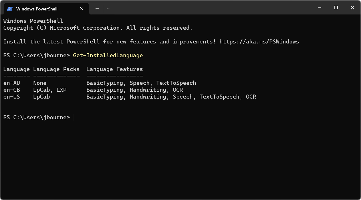 powershell-list-languagepacks