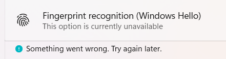 Windows Hello fingerprint, facial recognition, and PIN is not available ...