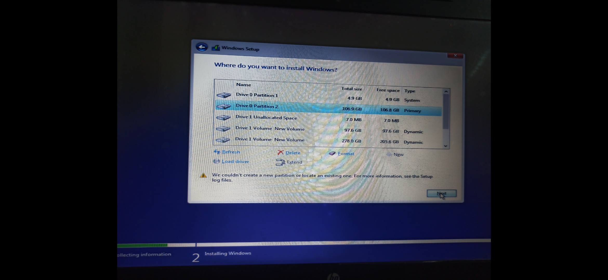 Partition error when installing windows in SSD - Microsoft Q&A