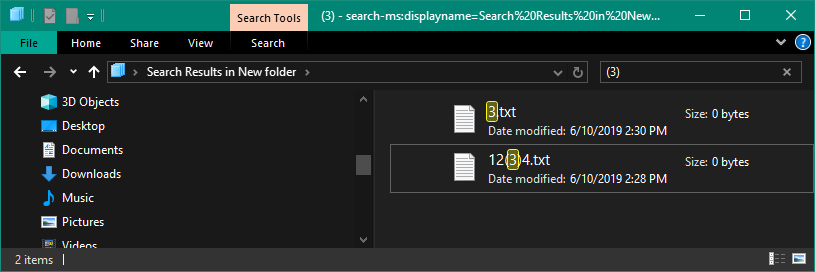 File manager search parameters - parenthesis and dots. - Microsoft Q&A